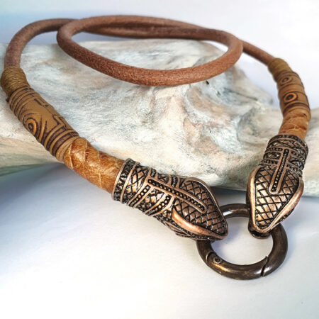 STEELWOLF-Sárkány DZI gyöngyös férfi bőr nyaklánc