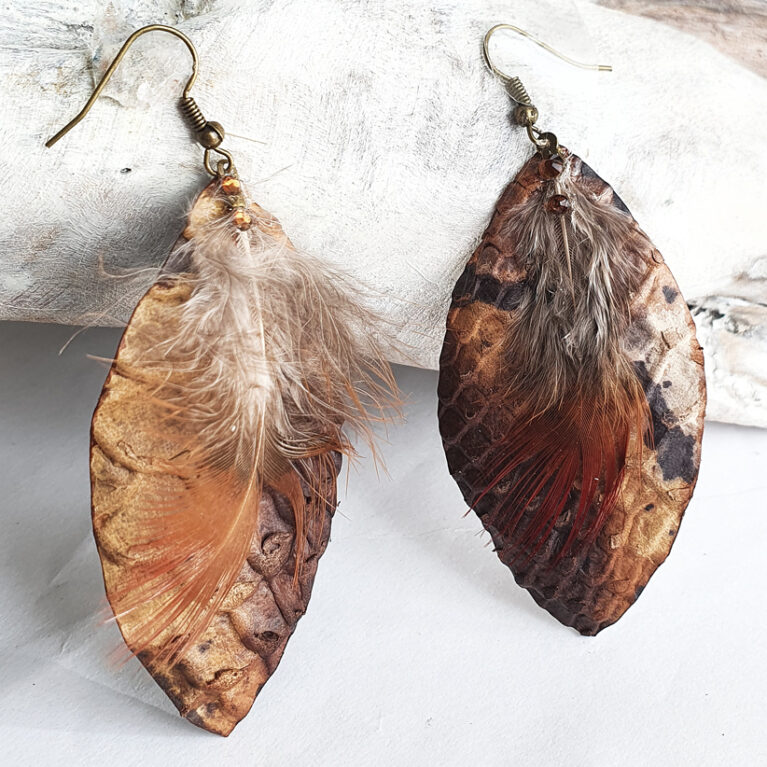 Bali egzotic bőr fülbevaló női