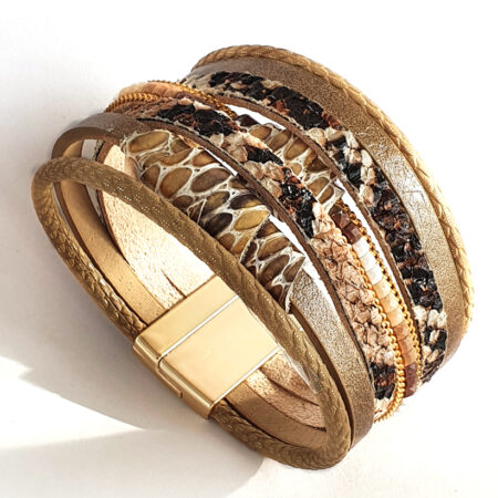 Boho többszálas női bőr karkötő