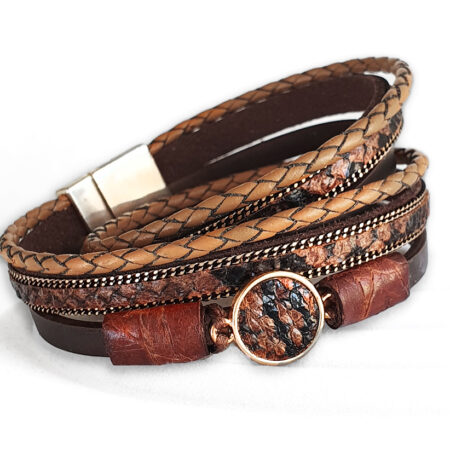 Hosszú barna többszálas bőr karkötő