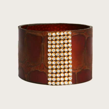 Kroko strasszcsíkos bőr karkötő