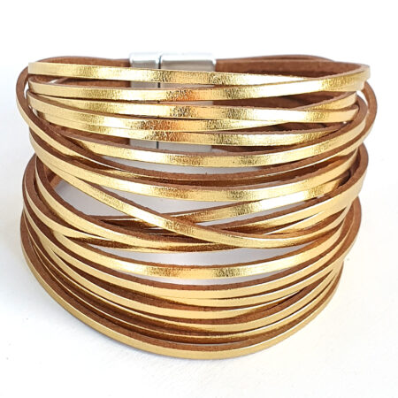 Metál gold többszálas női bőr karkötő