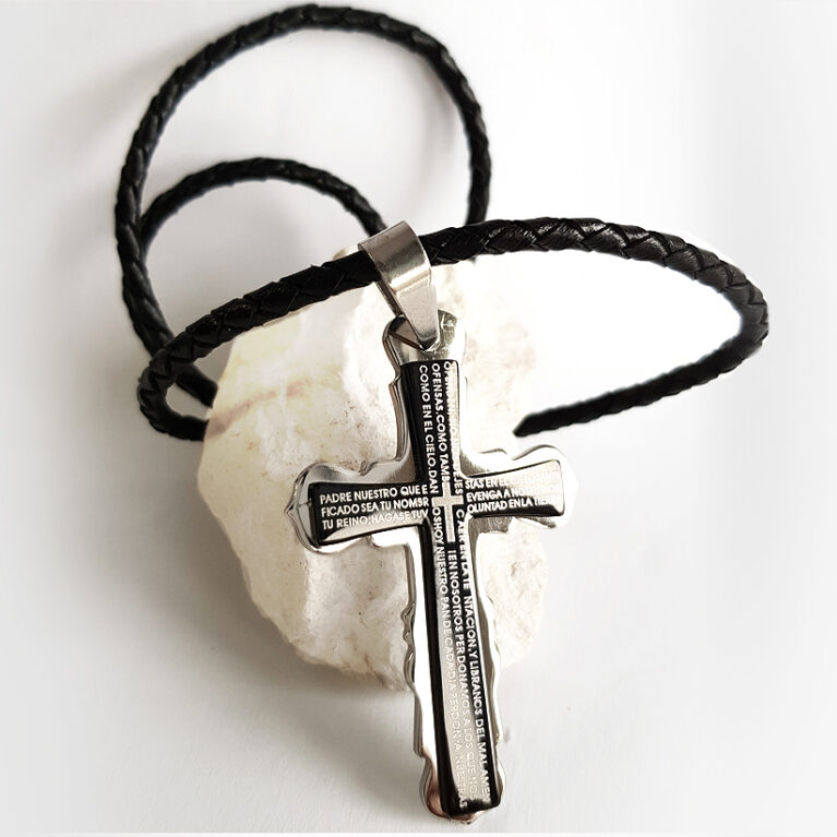 Nagyméretű kereszt imaszöveges nyaklánc