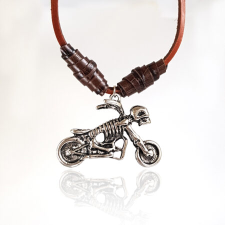 Chopper csontvázas motor férfi bőr nyaklánc