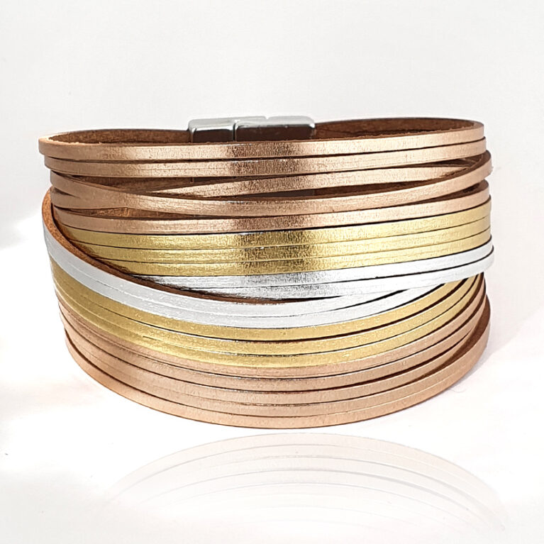 Óarany tricolor női bőr karkötő