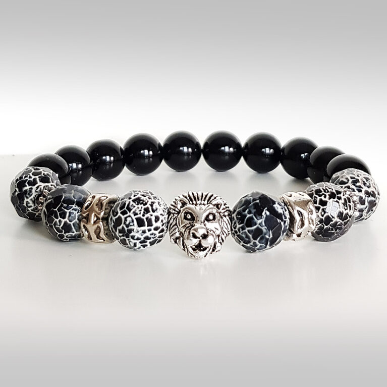 Oroszlános Achát -Ónix karkötő