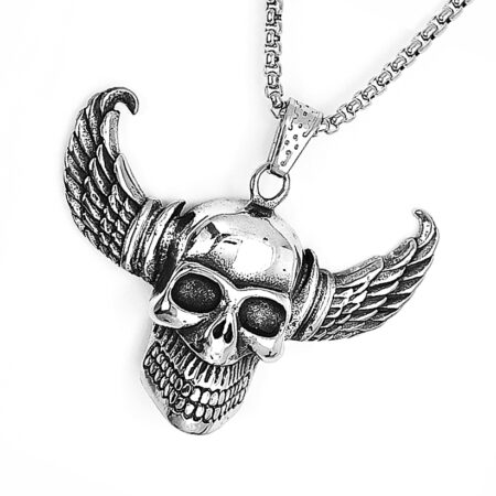 Skull szárnyas férfi nemesacél  nyaklánc