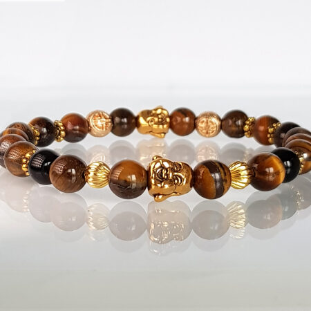 Tigrisszem-ónix arany buddha ásvány karkötő