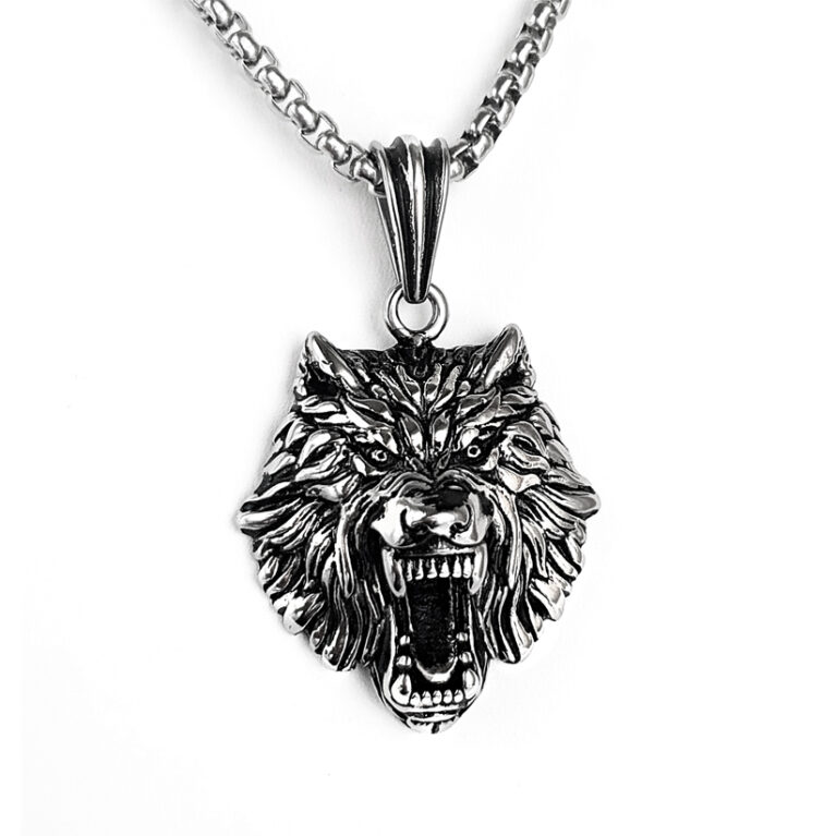 STEELWOLF - Üvöltő vad farkas férfi nemesacél nyaklánc