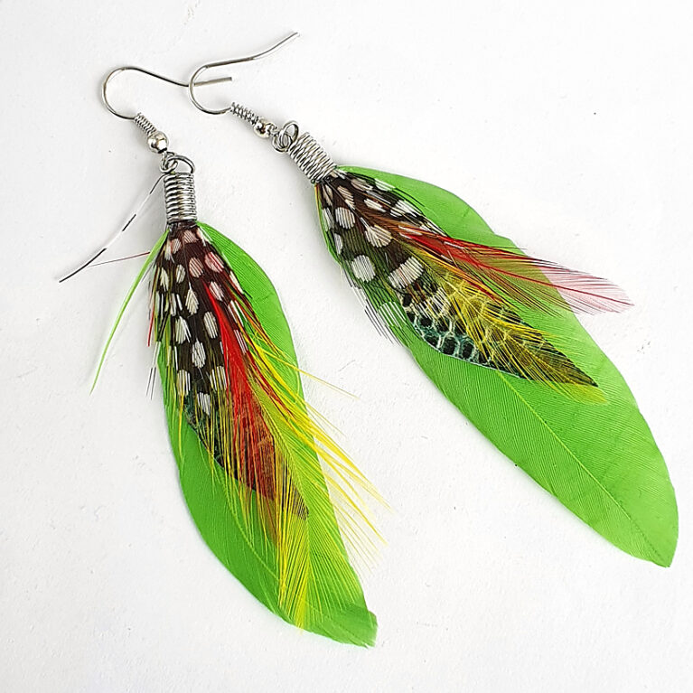 Zöld boho toll fülbevaló