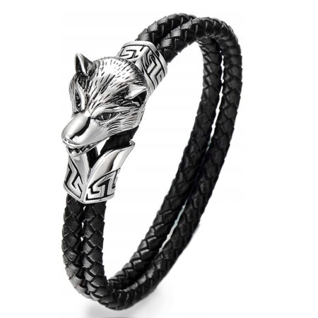 Farkas Wolf férfi bőr karkötő