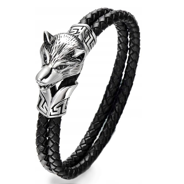 Farkas Wolf férfi bőr karkötő