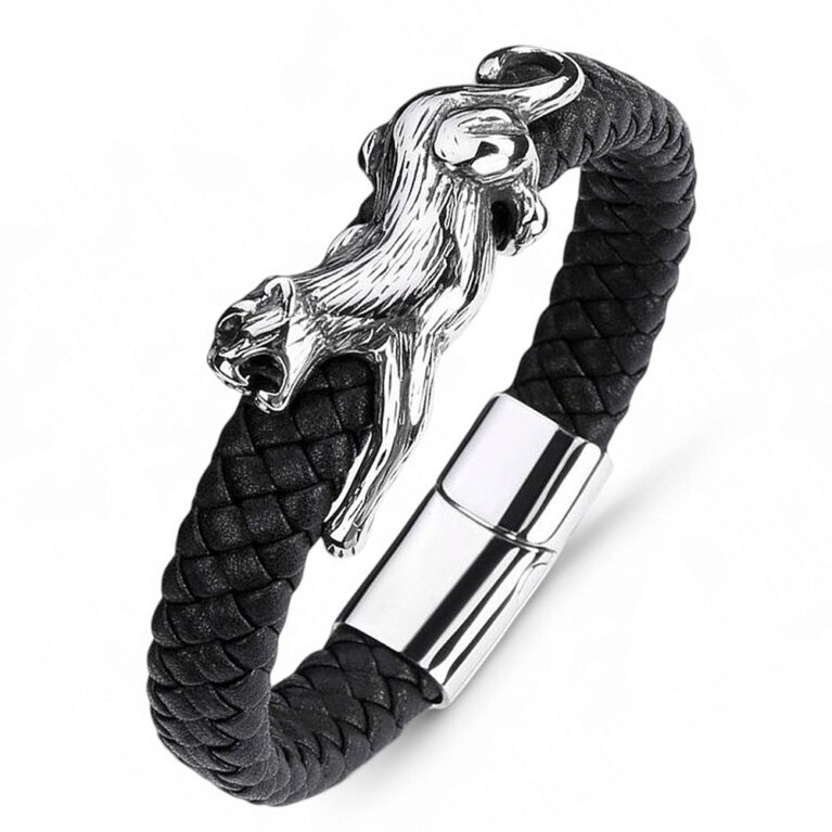 Párduc férfi bőr karkötő