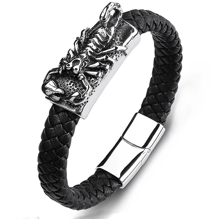 Skorpions essence bőr férfi karkötő