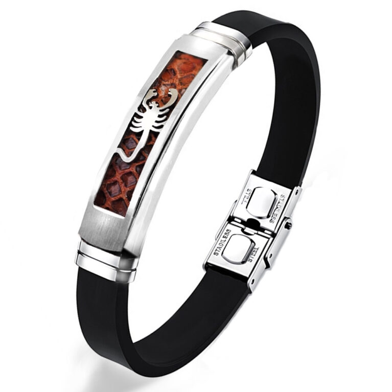 Nemesacél-kaucsuk skorpiós férfi karkötő