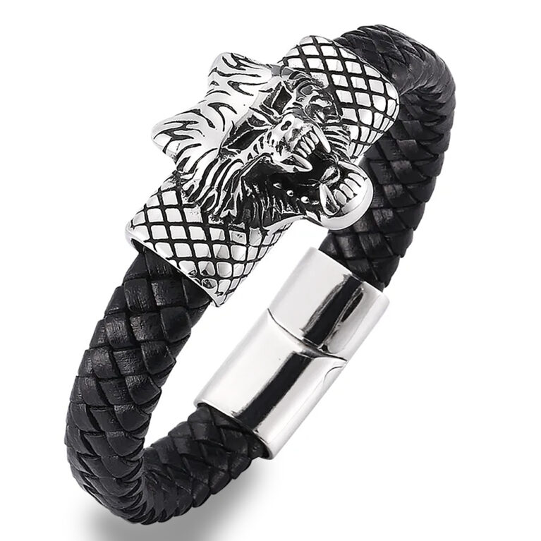 Wolf grid férfi fekete karkötő