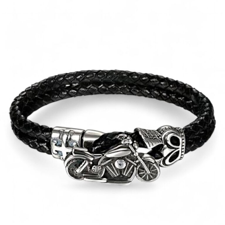 Road King görög mintás bőr férfi karkötő